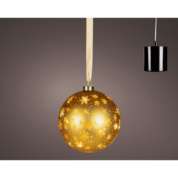 SFERA LED VETRO ORO FIOCCO NEVE D.19
